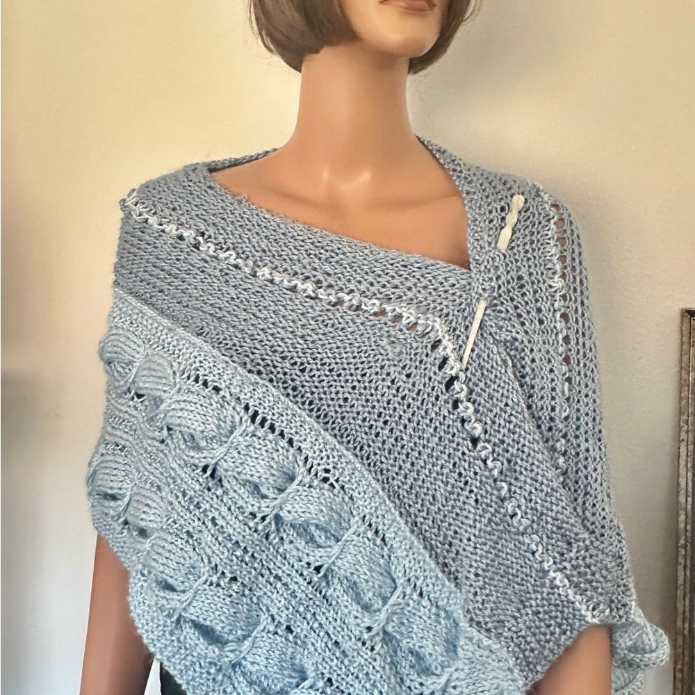 Hand Knits 2 Love Shawl Wrap Stole Cables Braids Designer Tassels Women Gift